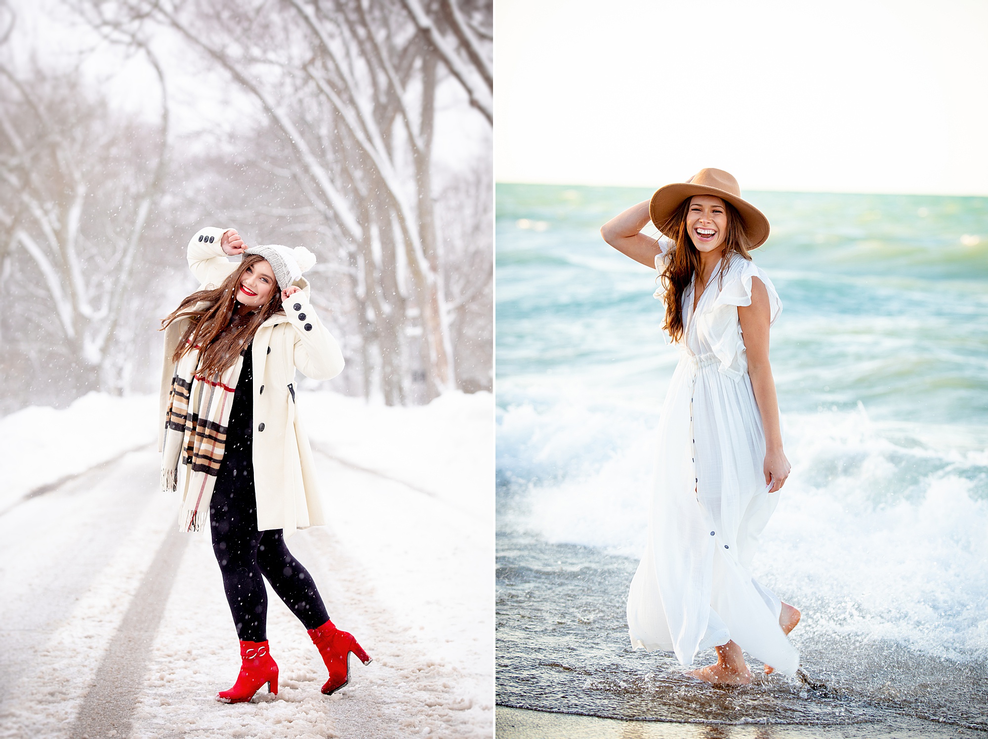 winter and summer senior portraits 